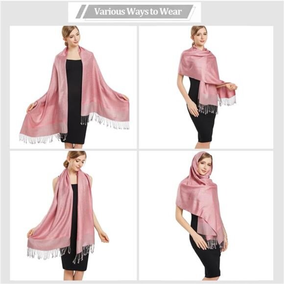 Silky Paisley Pashmina Shawl Scarf-Women's Soft Double-side Jacquard - Picture 4 of 6